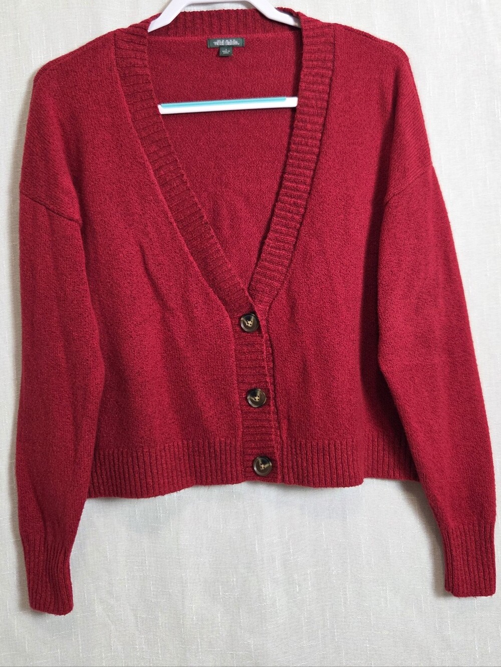 Wild Fable Cherry Red V-Neck Button Cardigan